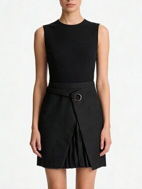 MARK. Women's Skirt Wool Blend Black Pleats Underlay Lined Sz S/P 4-6